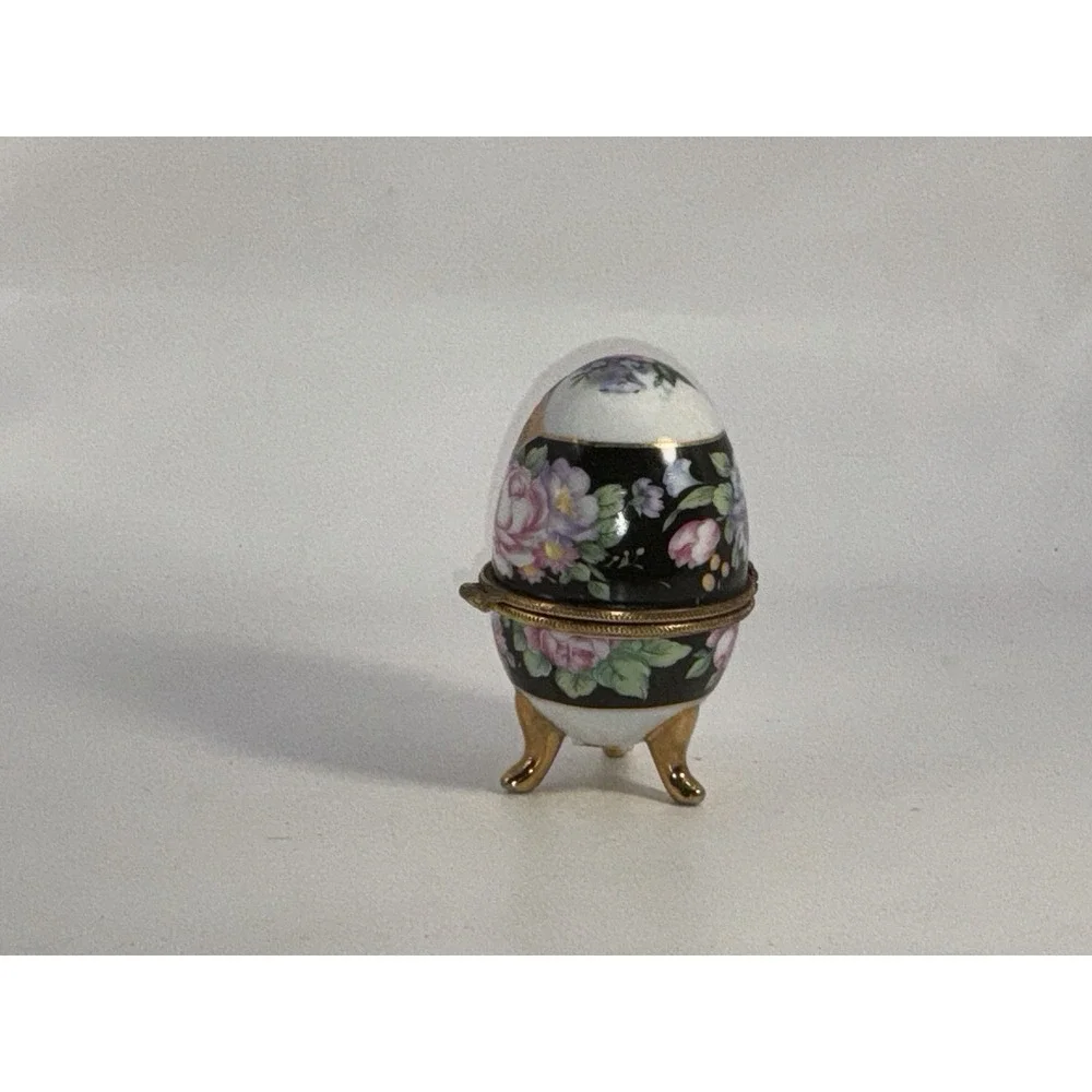 Eggzakly Handcrafted Porcelain Egg Trinket Box With 3 Feet